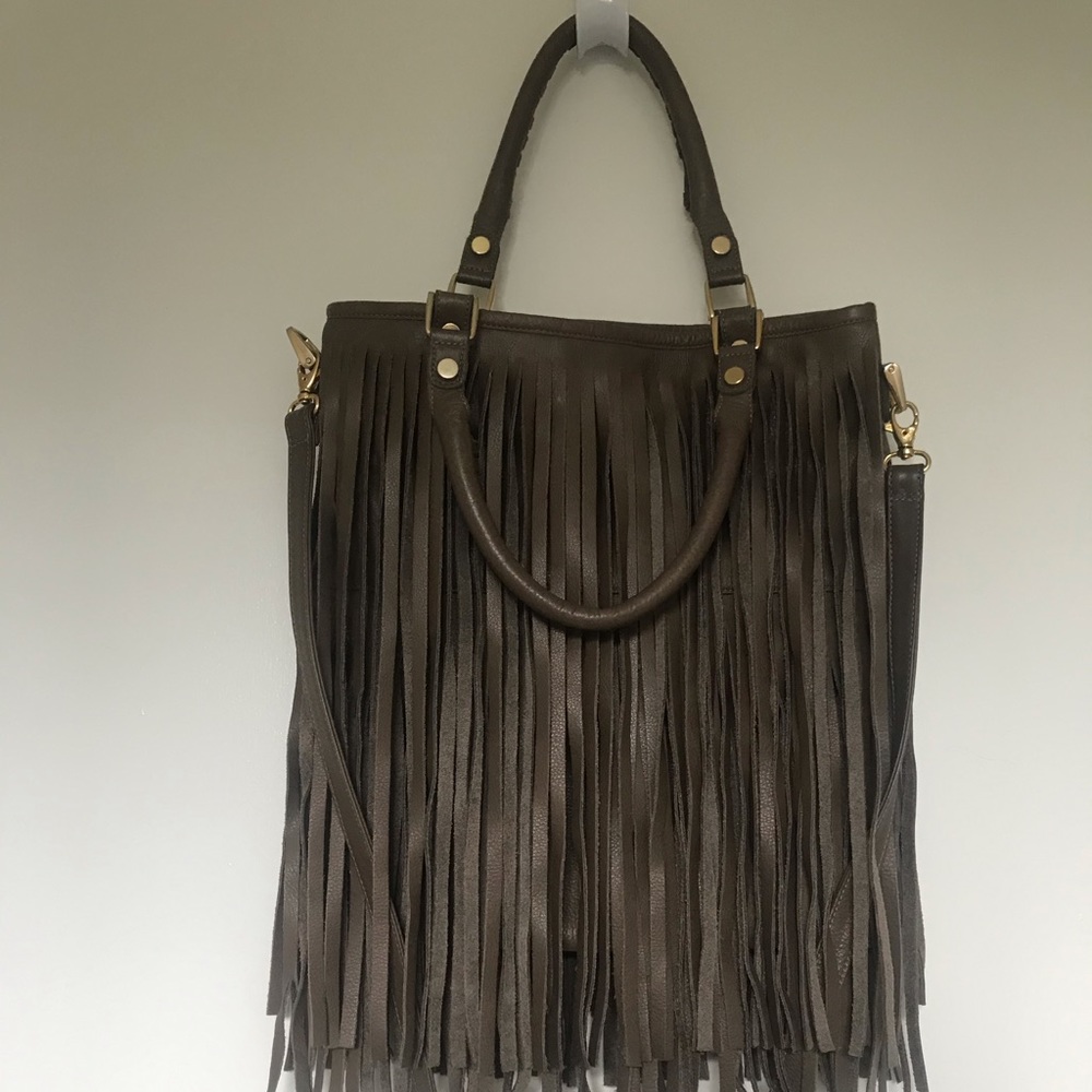 Leather fringe b-low the belt handbag tote purse